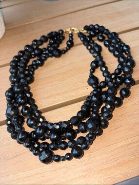 Black Multi-Strand Beaded Choker /Necklace